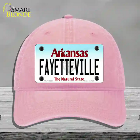 Fayetteville Arkansas Novelty License Plate Hat Unconstructed Cotton / Pink