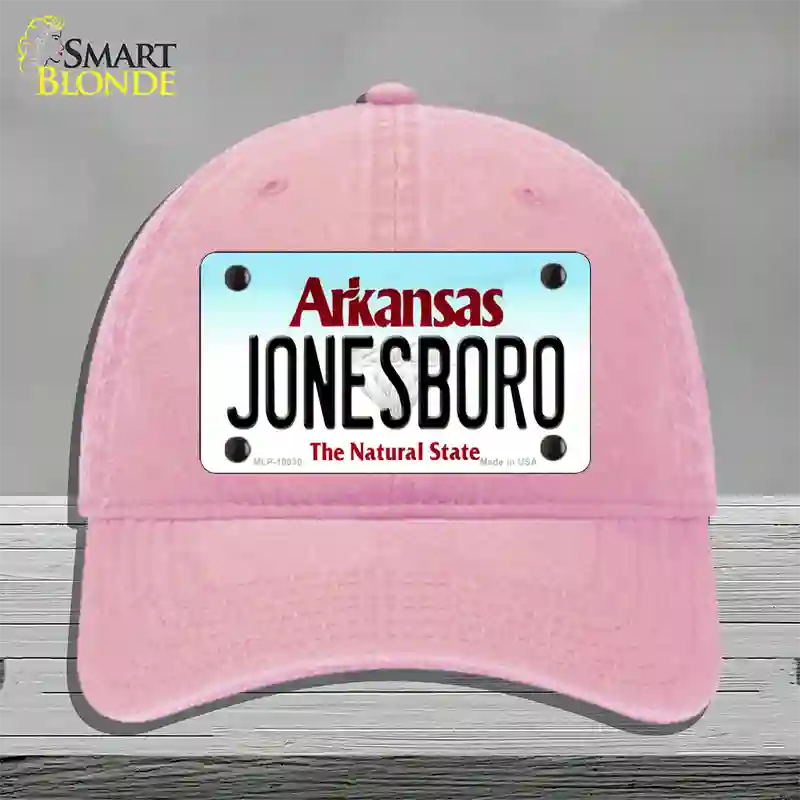 Jonesboro Arkansas Novelty License Plate Hat Unconstructed Cotton / Pink