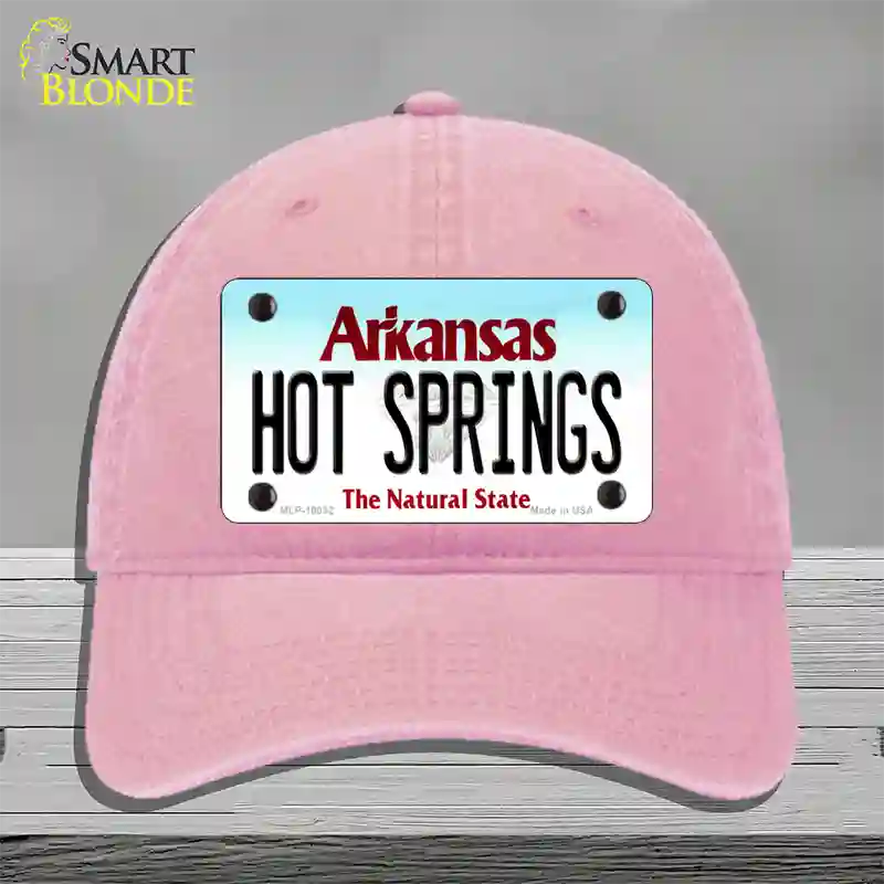 Hot Springs Arkansas Novelty License Plate Hat Unconstructed Cotton / Pink