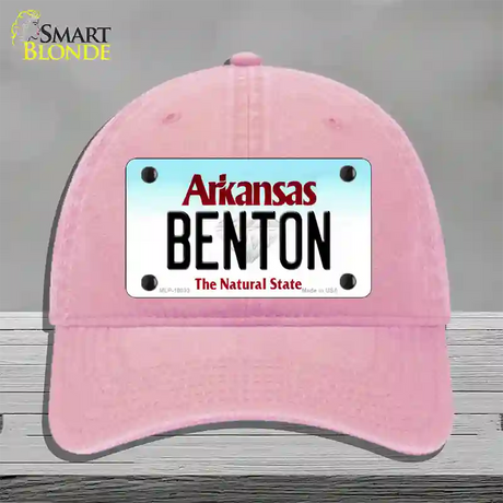 Benton Arkansas Novelty License Plate Hat Unconstructed Cotton / Pink