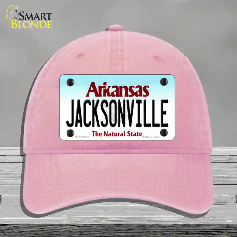 Jacksonville Arkansas Novelty License Plate Hat Unconstructed Cotton / Pink