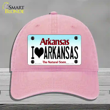 I Love Arkansas Novelty License Plate Hat Unconstructed Cotton / Pink