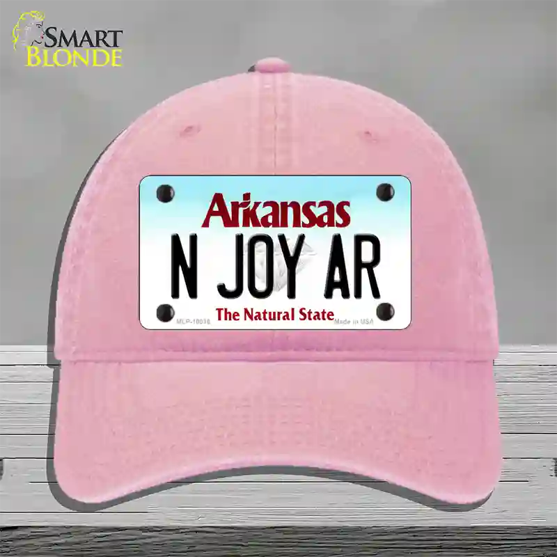 N Joy AR Arkansas Novelty License Plate Hat Unconstructed Cotton / Pink