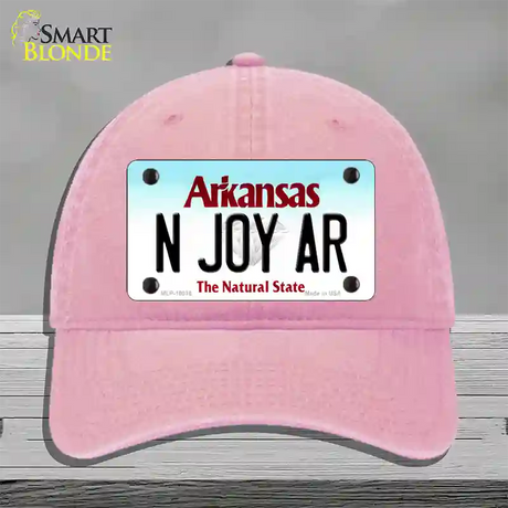 N Joy AR Arkansas Novelty License Plate Hat Unconstructed Cotton / Pink