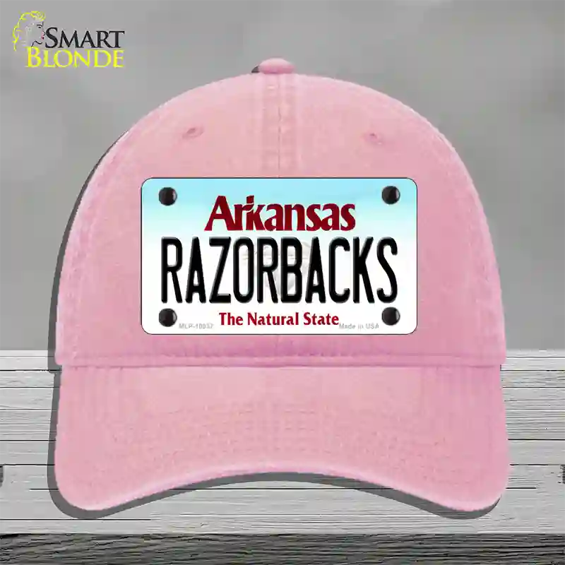 Razorbacks Arkansas Novelty License Plate Hat Unconstructed Cotton / Pink