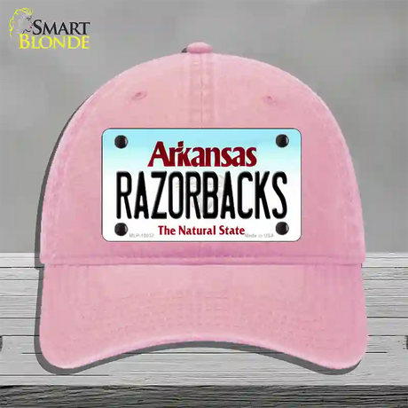 Razorbacks Arkansas Novelty License Plate Hat Unconstructed Cotton / Pink