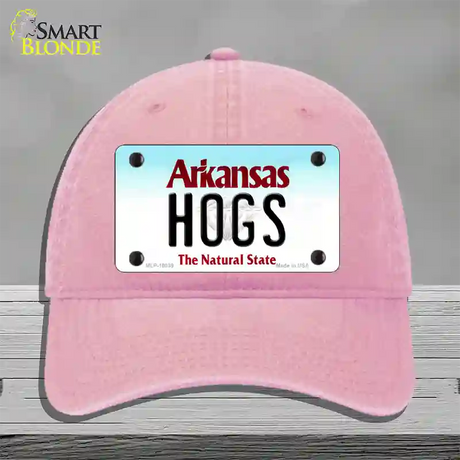 Hogs Arkansas Novelty License Plate Hat Unconstructed Cotton / Pink