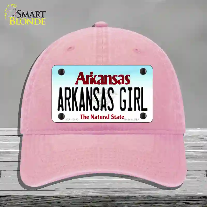 Arkansas Girl Arkansas Novelty License Plate Hat Unconstructed Cotton / Pink