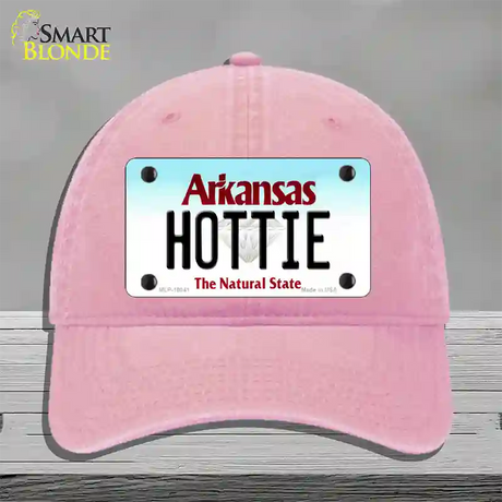 Hottie Arkansas Novelty License Plate Hat Unconstructed Cotton / Pink