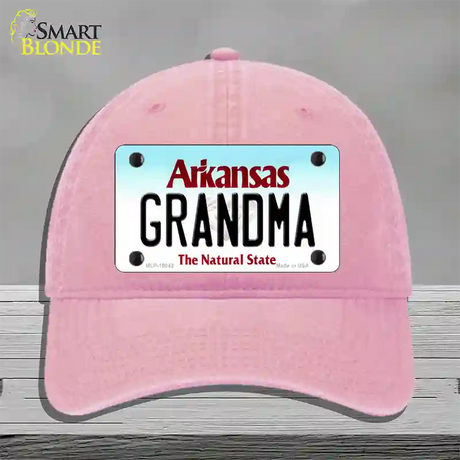 Grandma Arkansas Novelty License Plate Hat Unconstructed Cotton / Pink