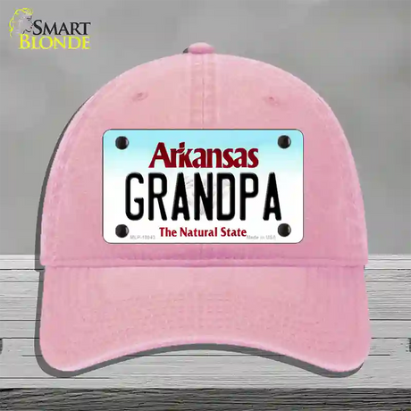 Grandpa Arkansas Novelty License Plate Hat Unconstructed Cotton / Pink