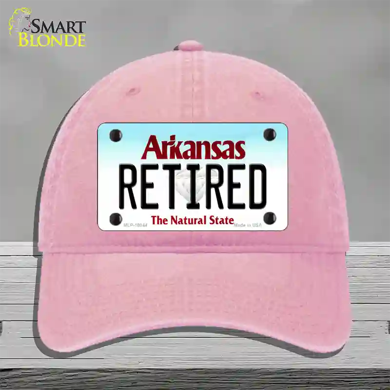 Retired Arkansas Novelty License Plate Hat Unconstructed Cotton / Pink