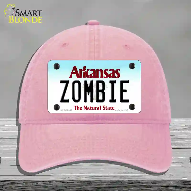 Zombie Arkansas Novelty License Plate Hat Unconstructed Cotton / Pink