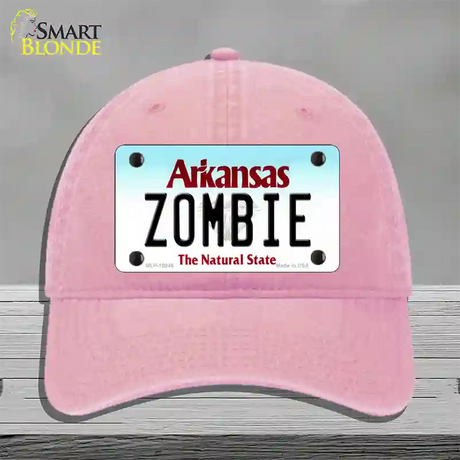 Zombie Arkansas Novelty License Plate Hat Unconstructed Cotton / Pink