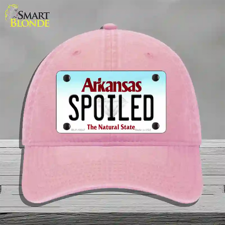 Spoiled Arkansas Novelty License Plate Hat Unconstructed Cotton / Pink