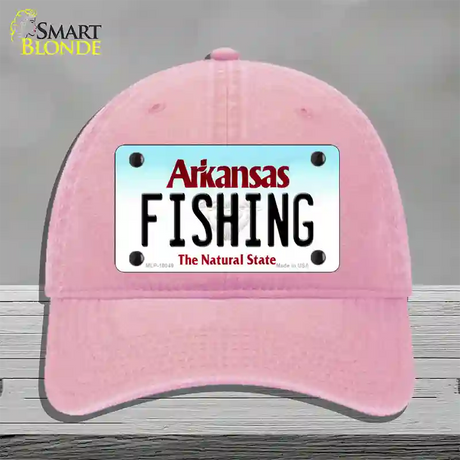 Fishing Arkansas Novelty License Plate Hat Unconstructed Cotton / Pink