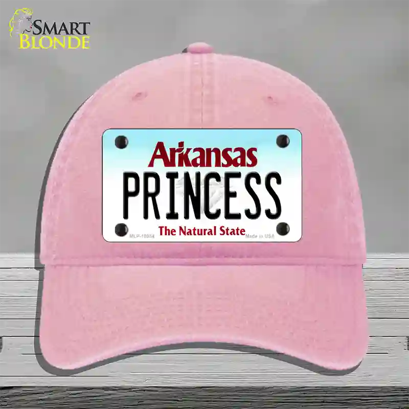 Princess Arkansas Novelty License Plate Hat Unconstructed Cotton / Pink