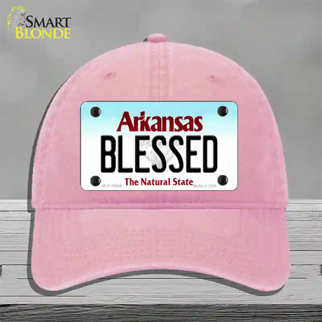 Blessed Arkansas Novelty License Plate Hat Unconstructed Cotton / Pink