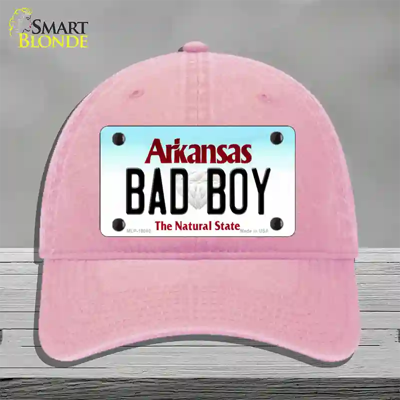 Bad Boy Arkansas Novelty License Plate Hat Unconstructed Cotton / Pink