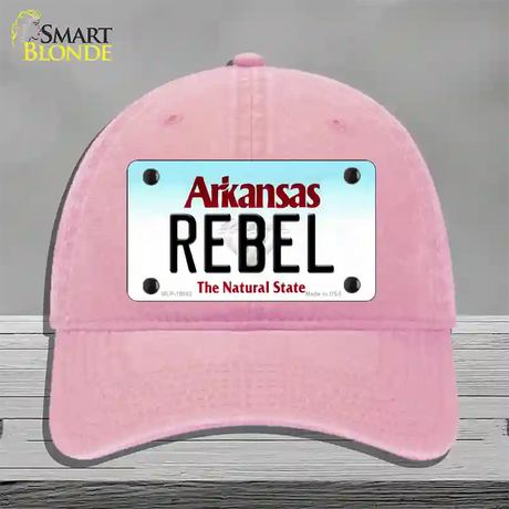 Rebel Arkansas Novelty License Plate Hat Unconstructed Cotton / Pink