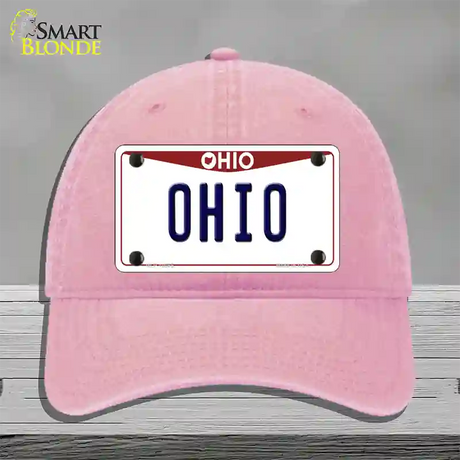 Ohio Maroon Novelty License Plate Hat Unconstructed Cotton / Pink