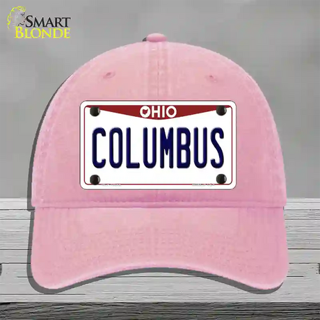 Columbus Ohio Novelty License Plate Hat Unconstructed Cotton / Pink