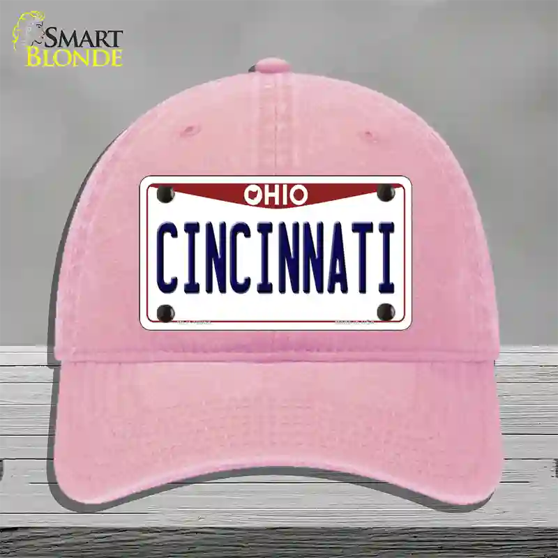 Cincinnati Ohio Novelty License Plate Hat Unconstructed Cotton / Pink