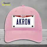 Akron Ohio Novelty License Plate Hat Unconstructed Cotton / Pink