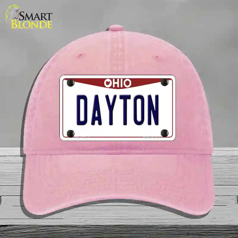 Dayton Ohio Novelty License Plate Hat Unconstructed Cotton / Pink