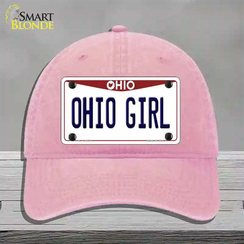 Ohio Girl Ohio Novelty License Plate Hat Unconstructed Cotton / Pink