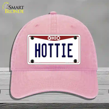 Hottie Ohio Novelty License Plate Hat Unconstructed Cotton / Pink