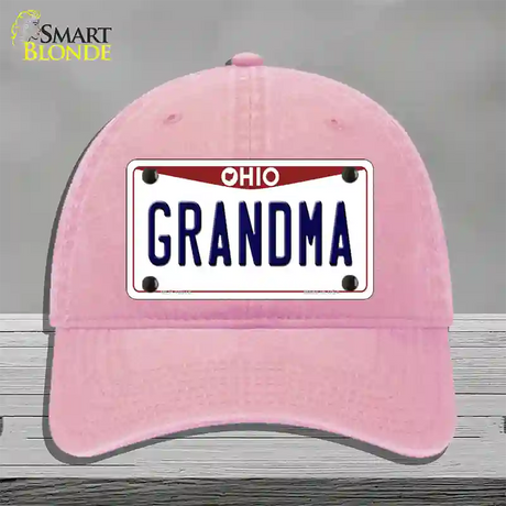 Grandma Ohio Novelty License Plate Hat Unconstructed Cotton / Pink