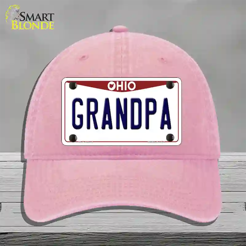 Grandpa Ohio Novelty License Plate Hat Unconstructed Cotton / Pink