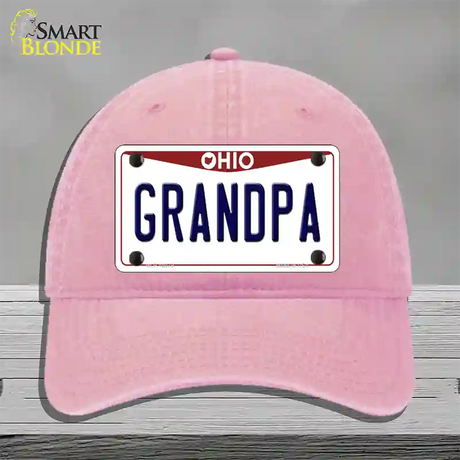 Grandpa Ohio Novelty License Plate Hat Unconstructed Cotton / Pink