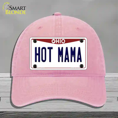 Hot Mama Ohio Novelty License Plate Hat Unconstructed Cotton / Pink