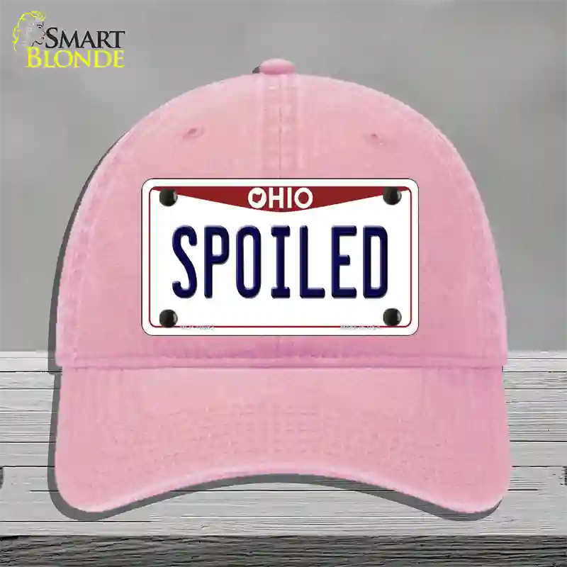 Spoiled Ohio Novelty License Plate Hat Unconstructed Cotton / Pink