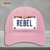 Rebel Ohio Novelty License Plate Hat Unconstructed Cotton / Pink