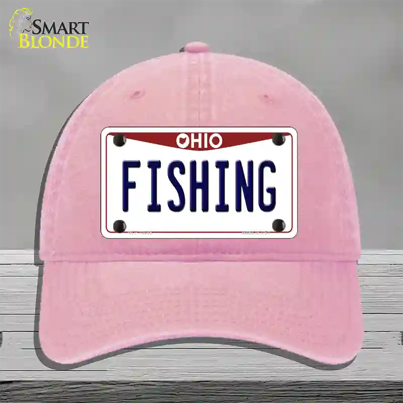 Fishing Ohio Novelty License Plate Hat Unconstructed Cotton / Pink