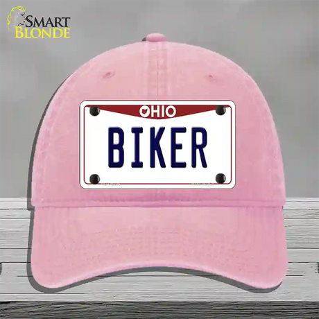 Biker Ohio Novelty License Plate Hat Unconstructed Cotton / Pink