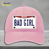 Bad Girl Ohio Novelty License Plate Hat Unconstructed Cotton / Pink