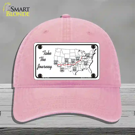 Take The Journey Novelty License Plate Hat Unconstructed Cotton / Pink