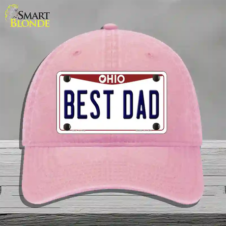 Best Dad Ohio Novelty License Plate Hat Unconstructed Cotton / Pink