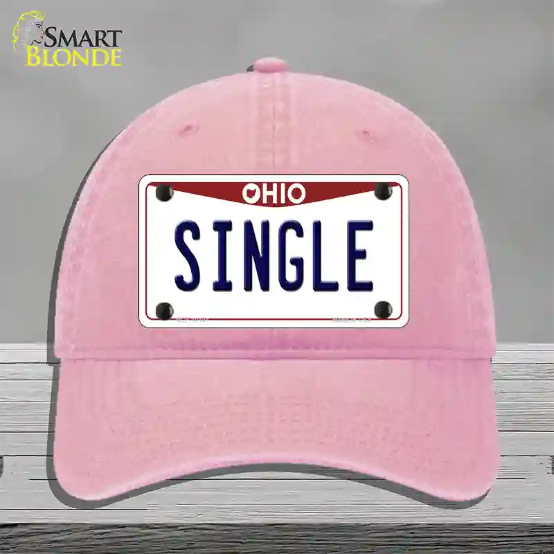 Single Ohio Novelty License Plate Hat Unconstructed Cotton / Pink