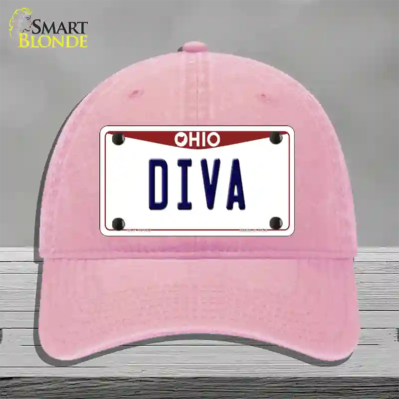 Diva Ohio Novelty License Plate Hat Unconstructed Cotton / Pink