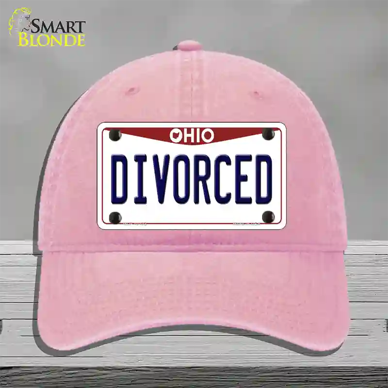 Divorced Ohio Novelty License Plate Hat Unconstructed Cotton / Pink