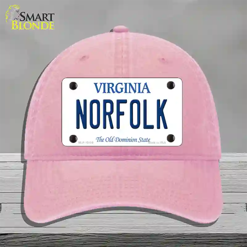 Norfolk Virginia Novelty License Plate Hat Unconstructed Cotton / Pink