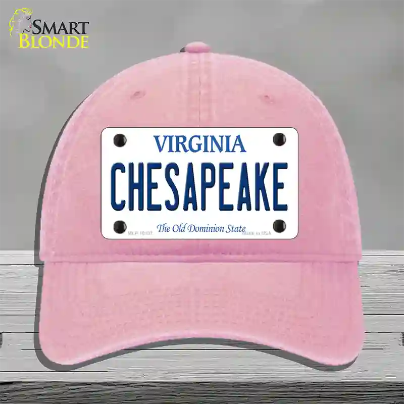 Chesapeake Virginia Novelty License Plate Hat Unconstructed Cotton / Pink