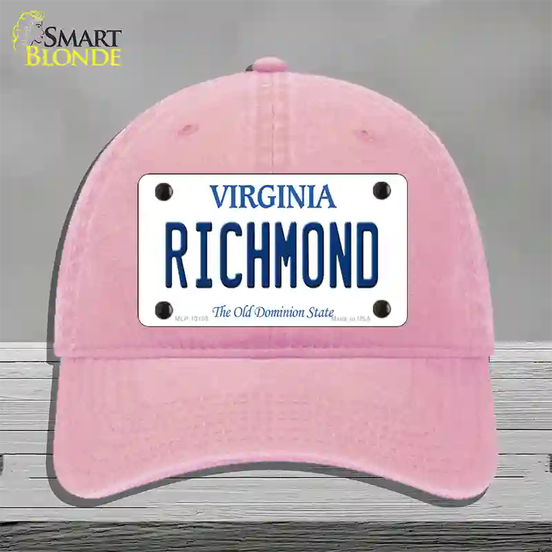 Richmond Virginia Novelty License Plate Hat Unconstructed Cotton / Pink