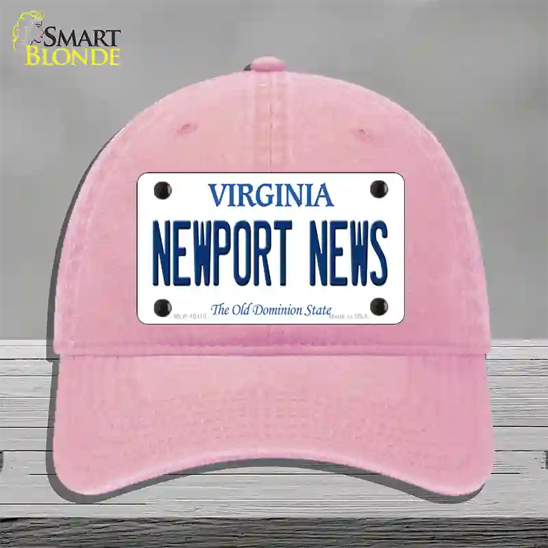 Newport News Virginia Novelty License Plate Hat Unconstructed Cotton / Pink