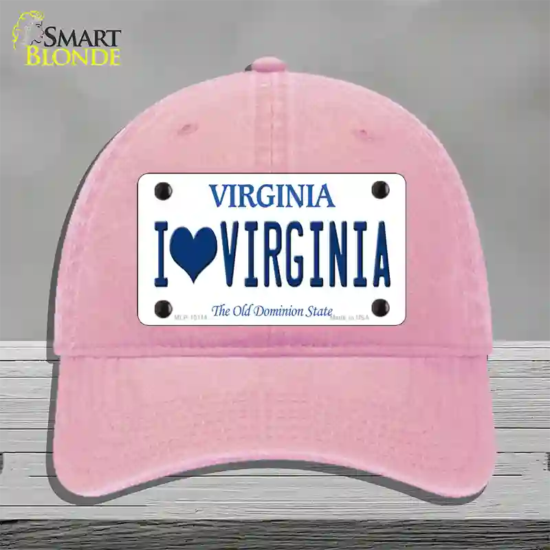 I Love Virginia Novelty License Plate Hat Unconstructed Cotton / Pink